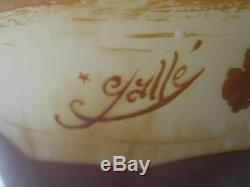 Genuine Emile Galle Multi-layer Cameo Glass Vase, 1904-1906, Signed, Lake Sunset