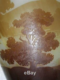 Genuine Emile Galle Multi-layer Cameo Glass Vase, 1904-1906, Signed, Lake Sunset