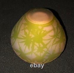 Genuine Emile Galle small Vase, Art Nouveau, early 20th C. Green Cameo Glass