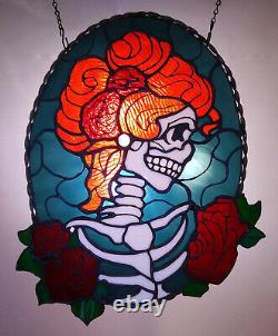 Gladys Stained Glass Artwork skull bones dead skeleton death cameo gothic