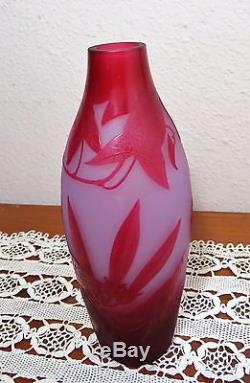 Gorgeous Antique D' Argental Cameo Convolvulus Vase Art Nouveau Signed