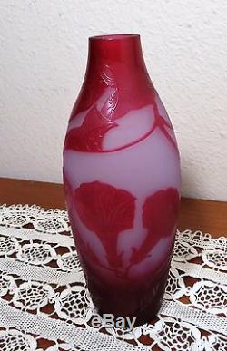Gorgeous Antique D' Argental Cameo Convolvulus Vase Art Nouveau Signed