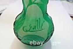 Gorgeous Green EMILE GALLE Cameo Bud Vase 4 1/4