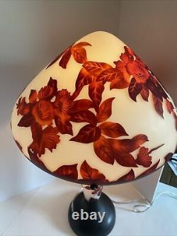 Gorgeous Reproduction Galle Cameo Glass Table Lamp Double Light