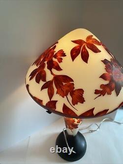 Gorgeous Reproduction Galle Cameo Glass Table Lamp Double Light