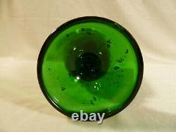 Green Moser Glass Hand Painted Cameo Portrait Vase circa 1880