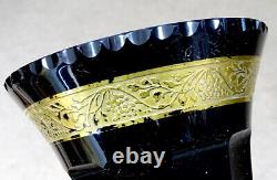HUGE! Antique MOSER KARLSBAD Amethyst Glass ART DECO Engraved GOLD FRIEZE Vase