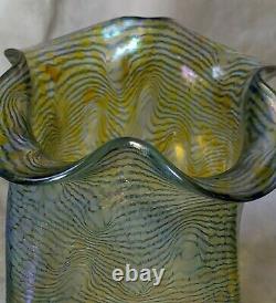 Heckert King Tut Iridescent Art Glass Vase Loetz Czech Nouveau Era No Reserve