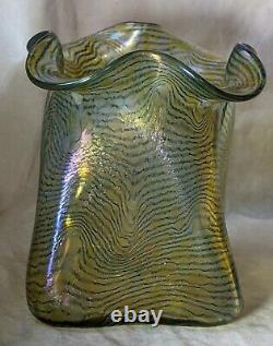 Heckert King Tut Iridescent Art Glass Vase Loetz Czech Nouveau Era No Reserve