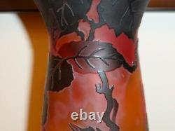 Huge Art Nouveau Handcraft Cameo Glass Signed Galle Vase 24 (61 Cm) Tall
