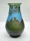 J. MICHEL, Paris c. 1920s Cameo Enamelled Art Glass Vase Castle Landscape Scene
