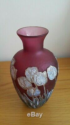 Jonathan Harris Glass Tulip Silver Cameo Vase Limited Edition 4/50