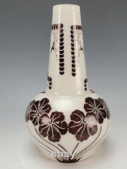 Jugendstil Bohemian Art Nouveau Enamel Overlay Cameo Glass Vase