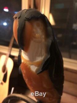 Kelsey Murphy Cameo Pilgrim Glass Tusk Parrot Huge 4 Color Banana Bird Carved