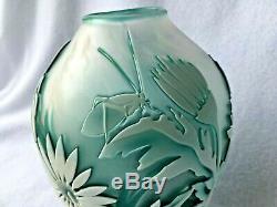 Kelsey Murphy Daisy and Grasshopper Vase Pilgrim Cameo Glass