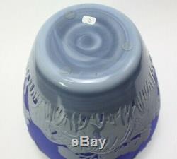 Kelsey Murphy Elephant Cobalt Cameo Glass Vase Pilgrim Signed + COA VTG 1991