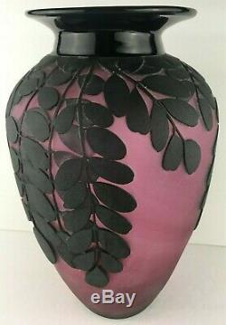 Kelsey Murphy Huge Purple and Black Cameo Glass Vase Pilgrim