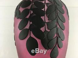 Kelsey Murphy Huge Purple and Black Cameo Glass Vase Pilgrim