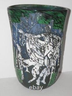 Kelsey Murphy One Of A Kind 5 Color Art Deco Girl And Dog Cameo Glass Vase Bin