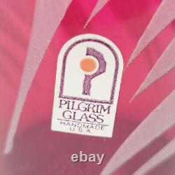 Kelsey Murphy Pilgrim Art Glass Cameo Etched Cranberry Vase 6 Signed & Labeled