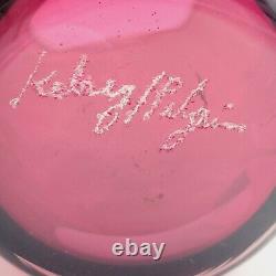 Kelsey Murphy Pilgrim Art Glass Cameo Etched Cranberry Vase 6 Signed & Labeled