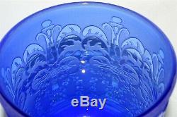 Kelsey Murphy Pilgrim Art Glass USA Signed Cameo Vase Blue 7-Cut Design