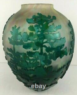 Kelsey Murphy Pilgrim Cameo Glass Forest Trees Vase Signed And Numbered