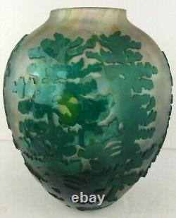 Kelsey Murphy Pilgrim Cameo Glass Forest Trees Vase Signed And Numbered