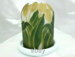 Kelsey Murphy / Pilgrim Tulips Cameo Sand Carved Fairy Lamp/Light/Luminary