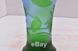 LARGE ART NOUVEAU STYLE 12.5 GALLE VASE REPRO Birds lilly pad Flowers Cameo