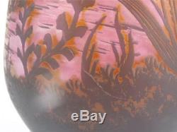 LARGE GALLE TIP ART CAMEO ART GLASS VASE IN GALLE STYLE 45cm 17 1/2 tall