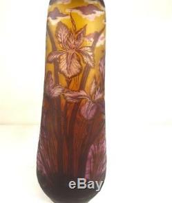 LARGE GALLE TIP ART CAMEO ART GLASS VASE IN GALLE STYLE 45cm 17 1/2 tall