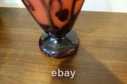 La Verre Francais Cameo Art Glass 12 Vase, Signed