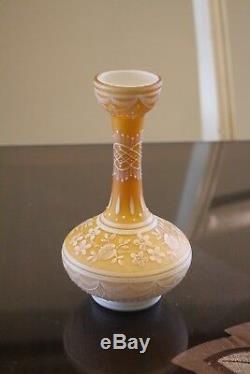 Lace Art Cameo 7 Glass Vase Circa 1900 Excellent Condition