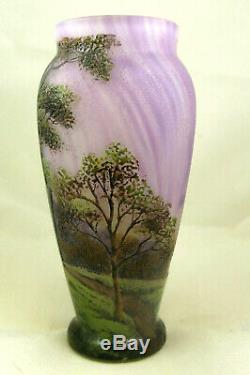 Lamartine Cameo Enameled Art Glass Vase Sgn 327/6041
