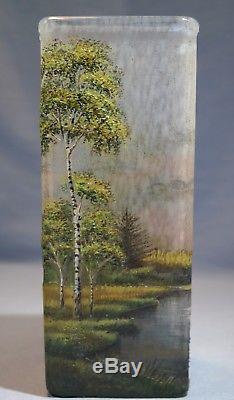 Lamartine French Acid-Etched Cameo Glass Birch Trees Design Circa 1900
