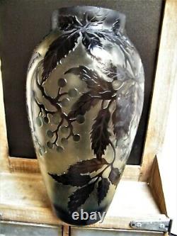 Large Cameo ART Nouveau Glass VASE Galle French Style Reproduction Acid Etched
