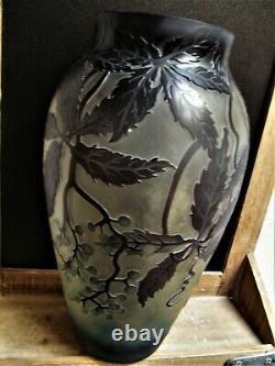 Large Cameo ART Nouveau Glass VASE Galle French Style Reproduction Acid Etched