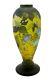 Large Cameo Glass Vase with Blue Flowers Signed Galle Tip