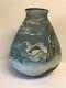 Large Galle' Cameo glass blue and white vase 12 x 10