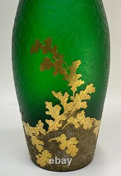 Large Legras French Acid Etched Cameo Glass & Gilt 25.5 inch Vase, circa 1910