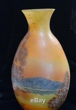 Large Legras Scenic 4 Color Cameo Vase Magnificent