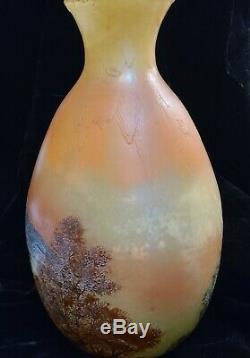 Large Legras Scenic 4 Color Cameo Vase Magnificent