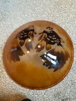 Large Signed Paul Hoff Kosta Boda Vintage Goldfish Cameo Art Glass Bowl