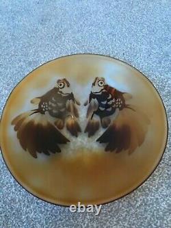 Large Signed Paul Hoff Kosta Boda Vintage Goldfish Cameo Art Glass Bowl