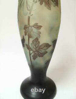 Large Vintage Art Nouveau Cameo Overlay Glass Vase Galle Style