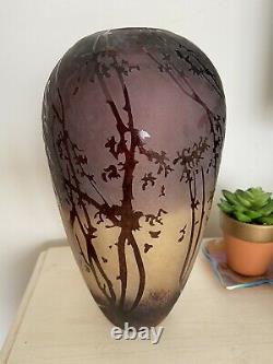 Large sunrise cameo glass vase Schneider Art Deco Style Cameo Glass 11inch