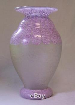 Large vintage Degue French cameo art glass floral vase France c1920 base signed
