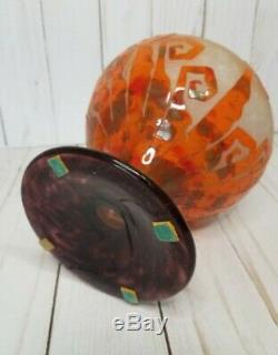 Le Verre Francais Charder Authentic Cameo Art Glass Bowl Orange art deco FLAW