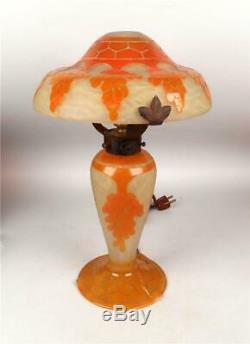 Le Verre Francais French Cameo Glass Lamp With Candy Cane Mark